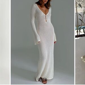 Cover Up Long Sleeve Open Back Long Dress